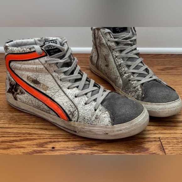Golden Goose Gray and Orange Sneakers - Picture 1 of 7
